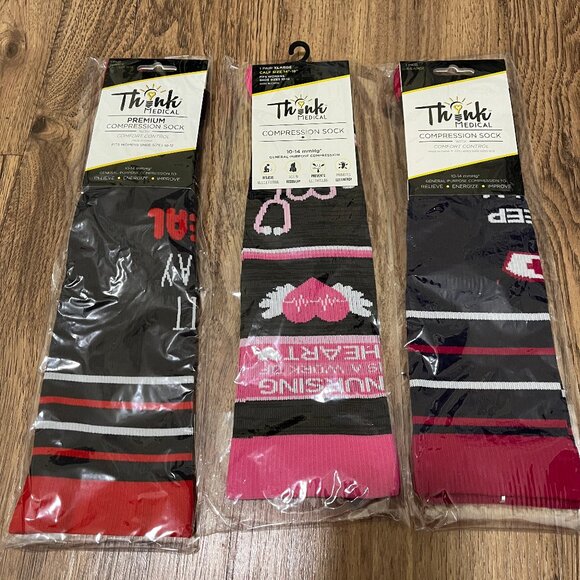 Size XL Nurse Nurses Medical Themed Light Compression Socks Lot Of 3 - Picture 1 of 3